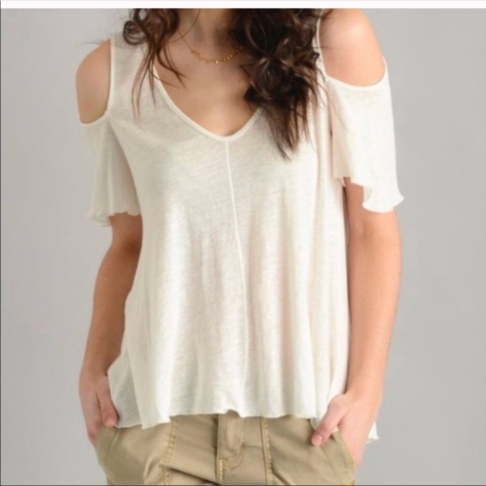 Free People Bittersweet Cold Shoulder Top Ivory M